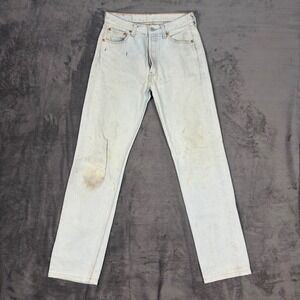 Vintage Levis Jeans Mens 29x34 Light Wash 501 Straight Leg Button Fly Distressed